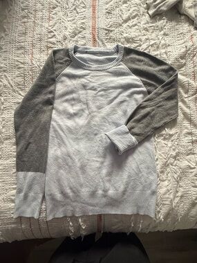 Women's Two-Tone Crewneck Sweater - Light Gray and Charcoal